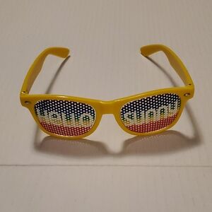 Men's Yellow Sunglasses with Multicolor Design "Hello Sunny" Slogan